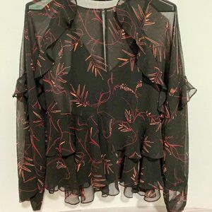 Chelsea28 Sheer Ruffled Peplum Blouse